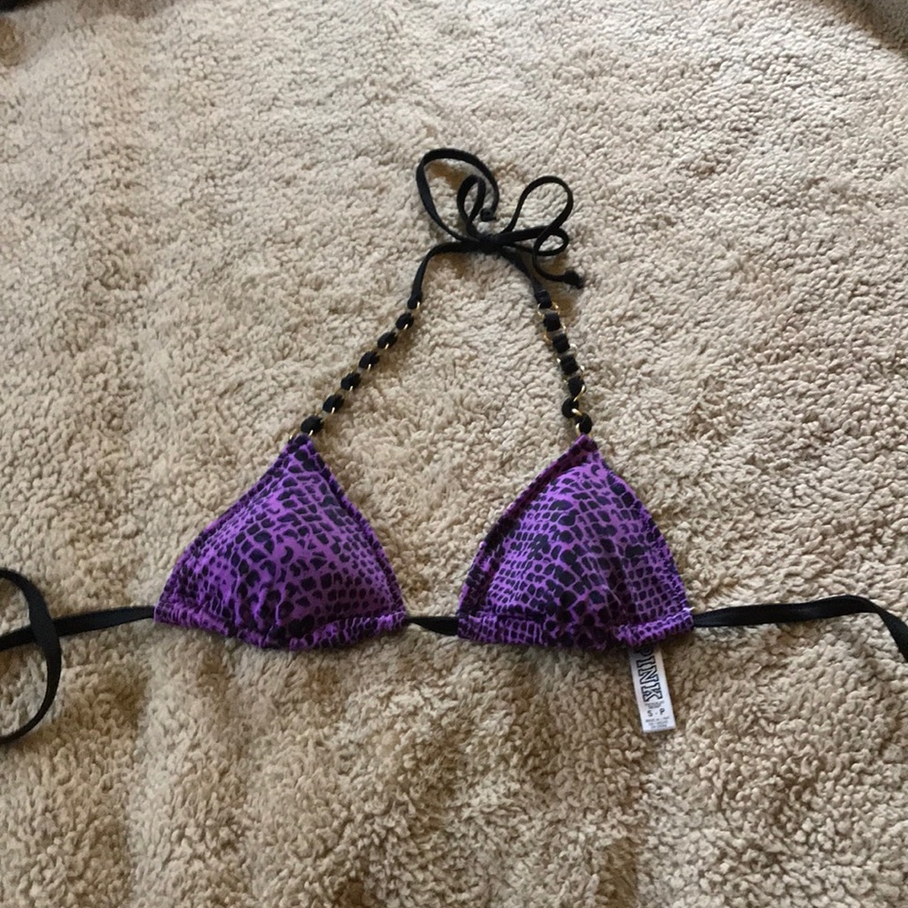 Pink small bikini top black and purple